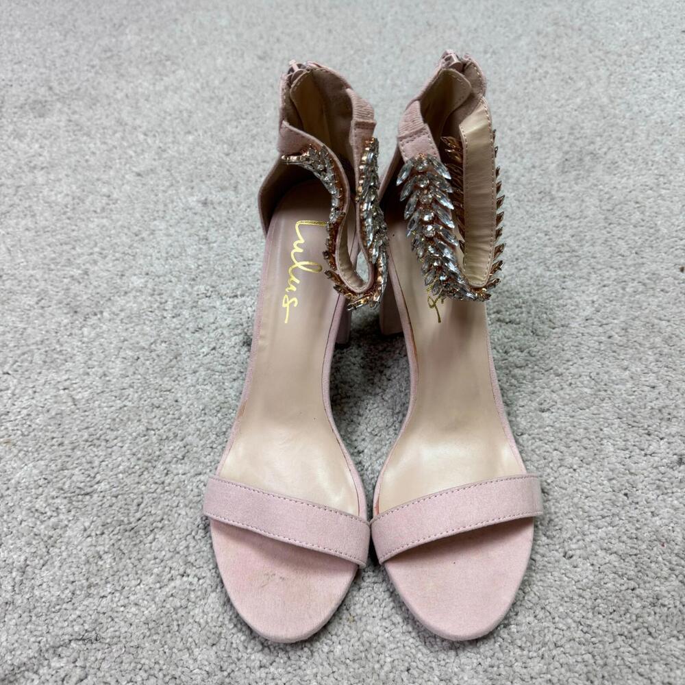 Lulus Heel Sandals Mylan Pink Women's Size 8.5 Rhinestone